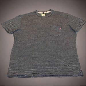 Relwen T-Shirt Men's Soft Jersey Pocket Crewneck Tee Blue Gray Striped Size XL